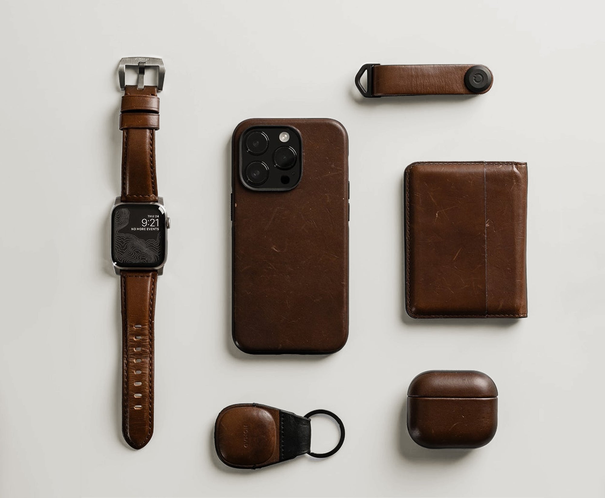 Horween Leather accessories flat lay
