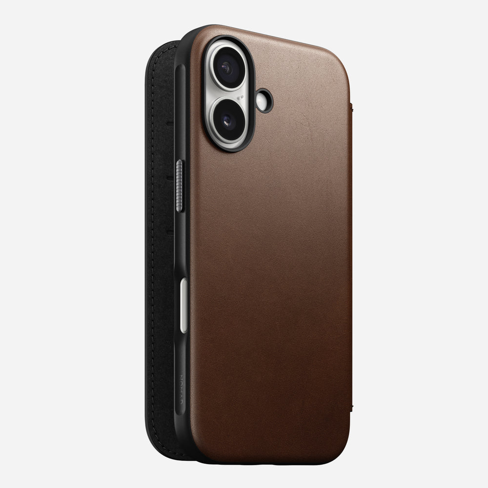 Modern Leather Folio - iPhone 16 | Brown | Nomad Leather | NOMAD®