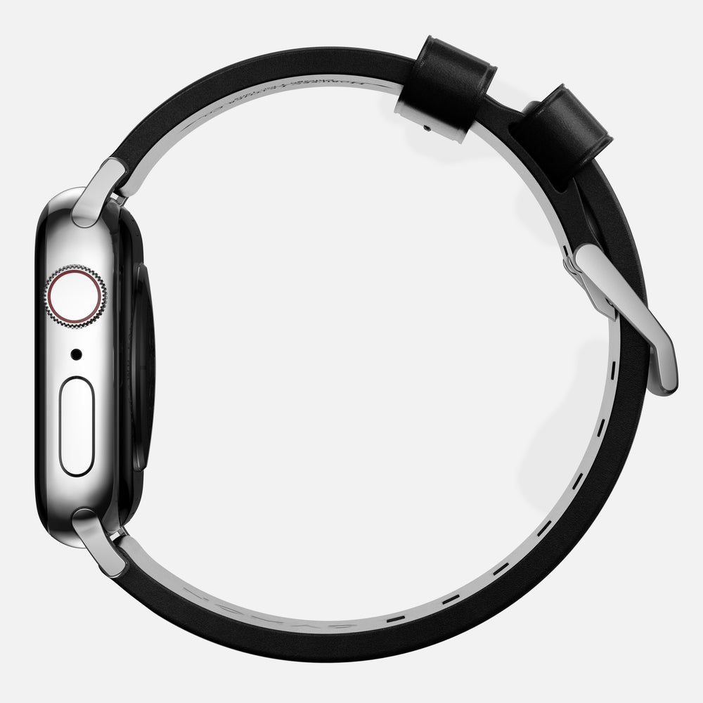Modern Band - 46mm/49mm Apple Watch - Silver Hardware | Black Horween Leather | NOMAD® - Image 5