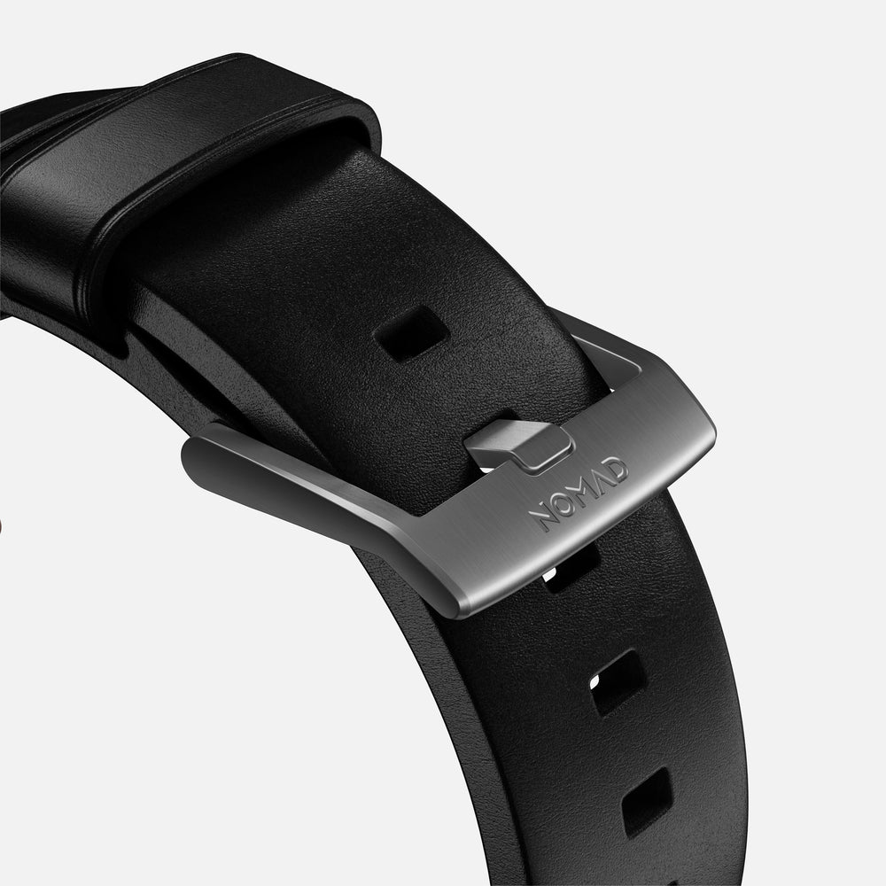 Modern Band - 46mm/49mm Apple Watch - Silver Hardware | Black Horween Leather | NOMAD® - Image 7