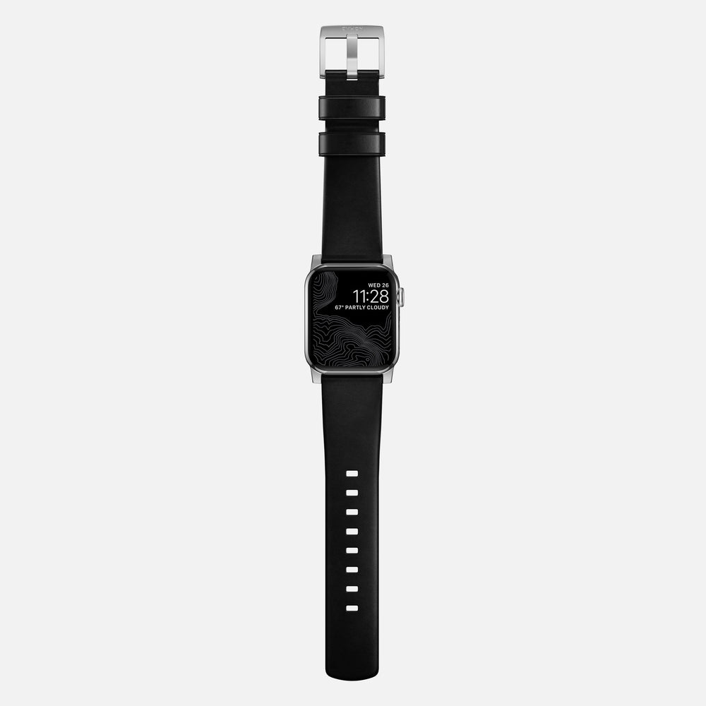 Modern Band - 46mm/49mm Apple Watch - Silver Hardware | Black Horween Leather | NOMAD® - Image 8