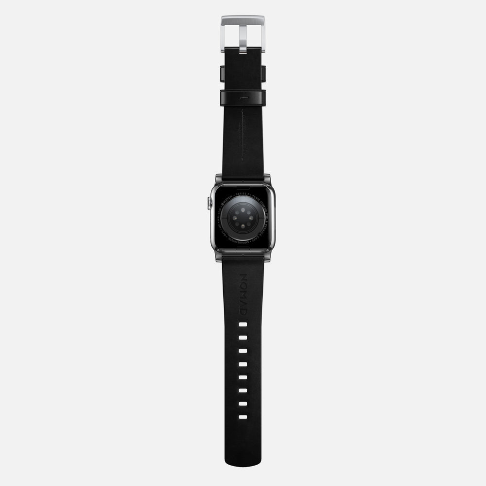 Modern Band - 46mm/49mm Apple Watch - Silver Hardware | Black Horween Leather | NOMAD® - Image 9