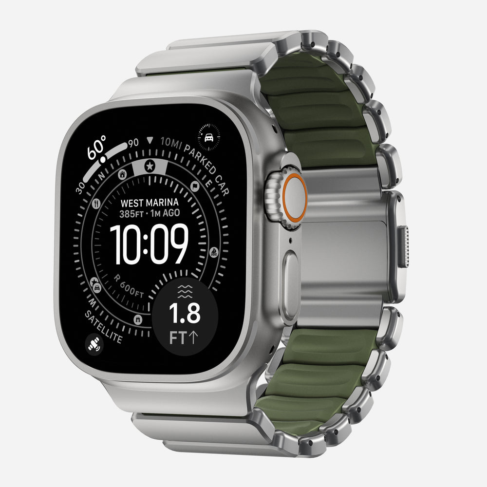 Stratos Band - 49mm | Natural Titanium | Forest FKM