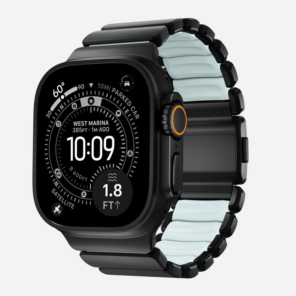 Stratos Band - 49mm | Black Titanium | Icy Blue Glow FKM | NOMAD®