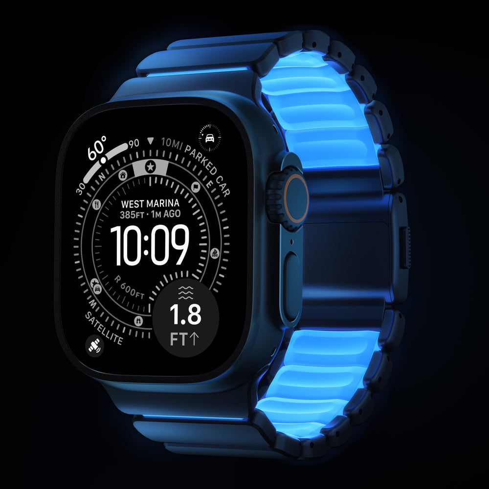Stratos Band - 49mm | Black Titanium | Icy Blue Glow FKM | NOMAD® - Image 2