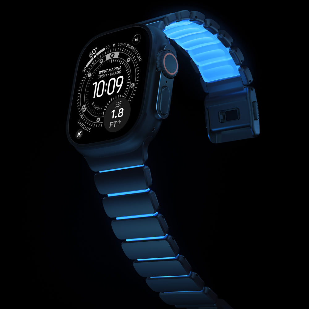 Stratos Band - 49mm | Black Titanium | Icy Blue Glow FKM | NOMAD® - Image 8