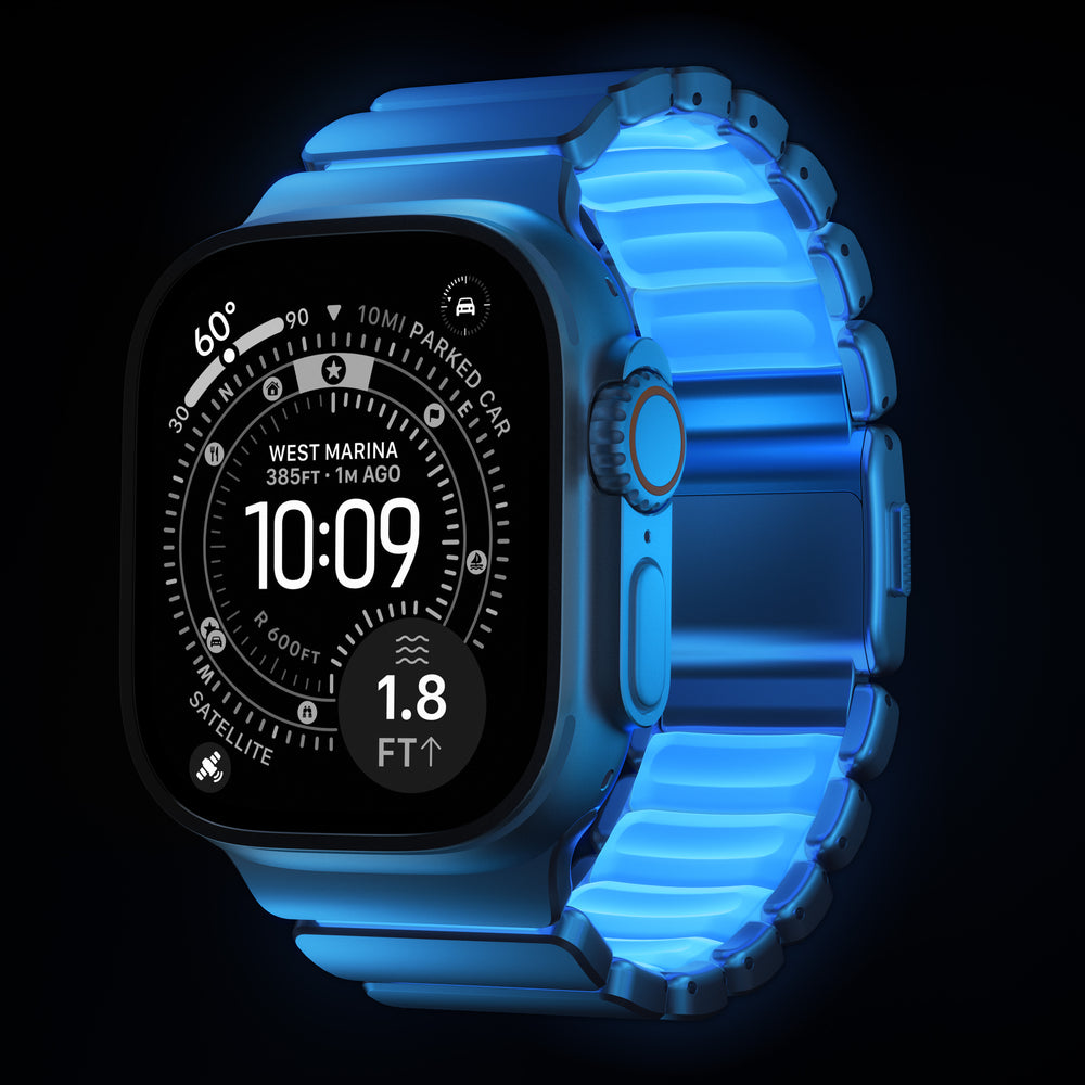 Stratos Band - 49mm | Natural Titanium | Icy Blue Glow FKM | NOMAD® - Image 2