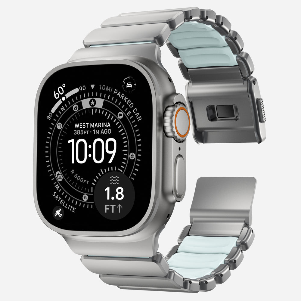 Stratos Band - 49mm | Natural Titanium | Icy Blue Glow FKM | NOMAD® - Image 5