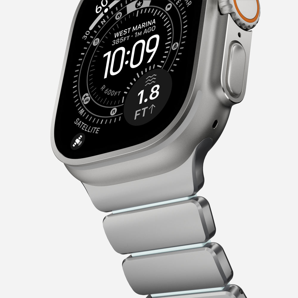 Stratos Band - 49mm | Natural Titanium | Icy Blue Glow FKM | NOMAD® - Image 10