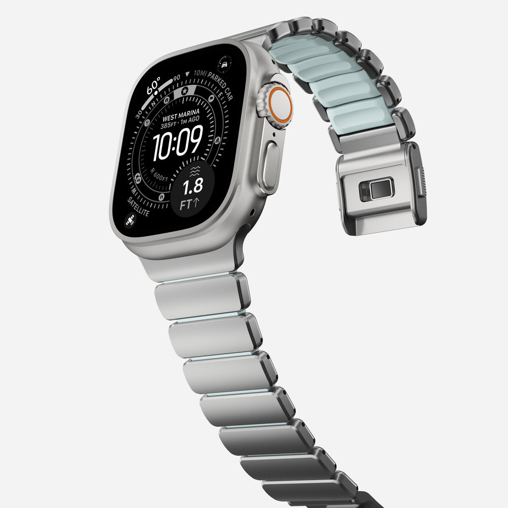 Stratos Band - 49mm | Natural Titanium | Icy Blue Glow FKM | NOMAD® - Image 12