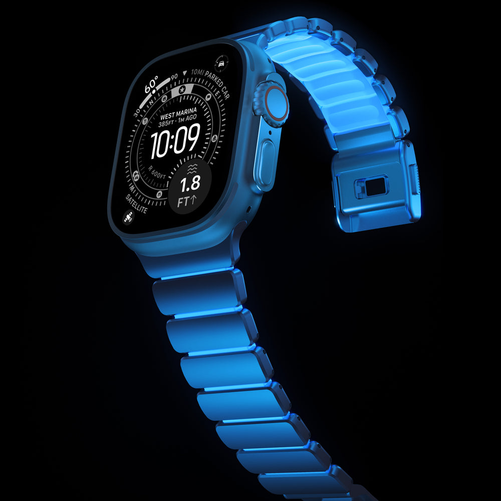 Stratos Band - 49mm | Natural Titanium | Icy Blue Glow FKM | NOMAD® - Image 8