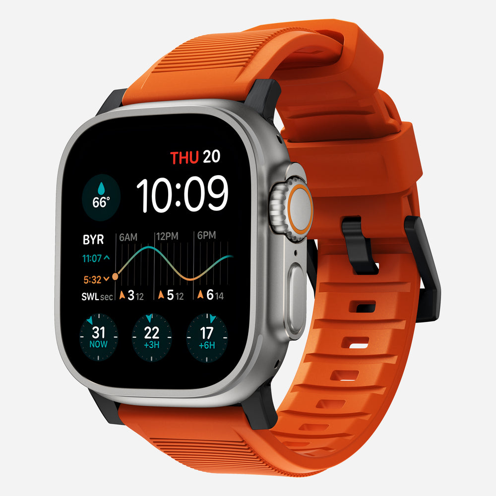 Rugged Band - 46mm/49mm | Black Hardware | Ultra Orange | NOMAD® - Image 10