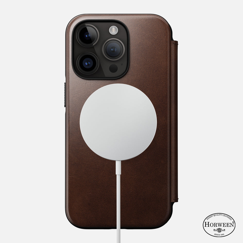 Modern Leather Folio - iPhone 14 Pro | Rustic Brown | Genuine Horween® Leather | NOMAD® - Image 2