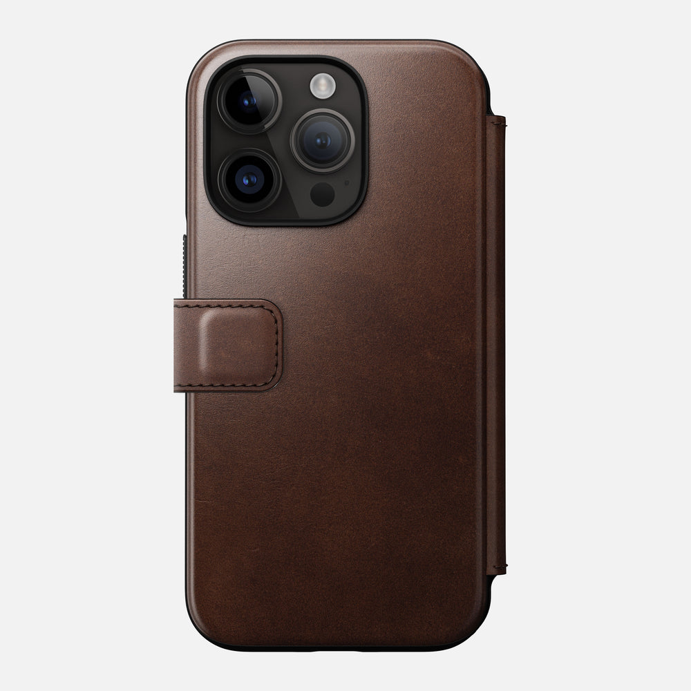 Modern Leather Folio - iPhone 14 Pro | Rustic Brown | Genuine Horween® Leather | NOMAD® - Image 3