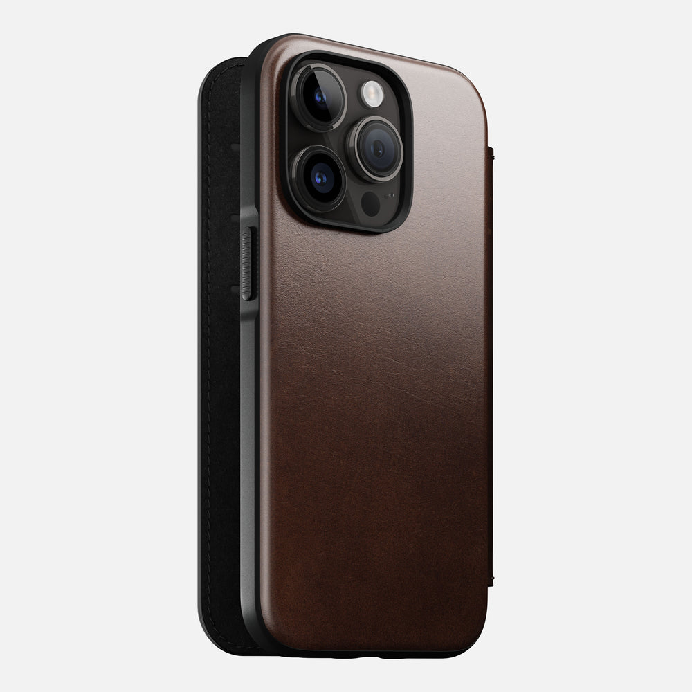 Modern Leather Folio - iPhone 14 Pro | Rustic Brown | Genuine Horween® Leather | NOMAD® - Image 8