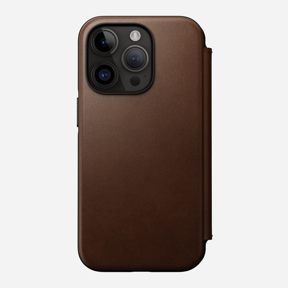 Modern Leather Folio - iPhone 14 Pro | Rustic Brown | Nomad Leather | NOMAD®
