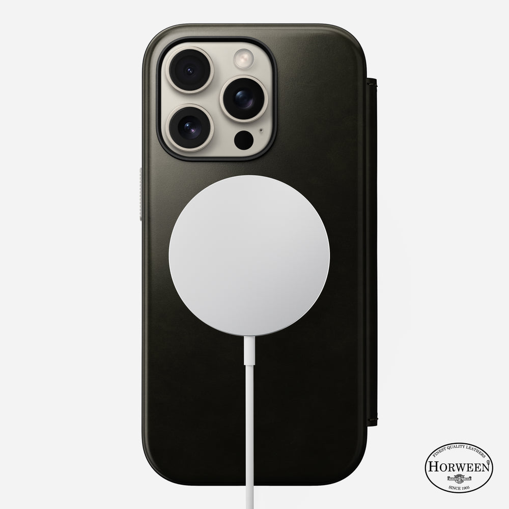 Modern Leather Folio - iPhone 16 Pro | Green Chrome | Horween | NOMAD® - Image 3