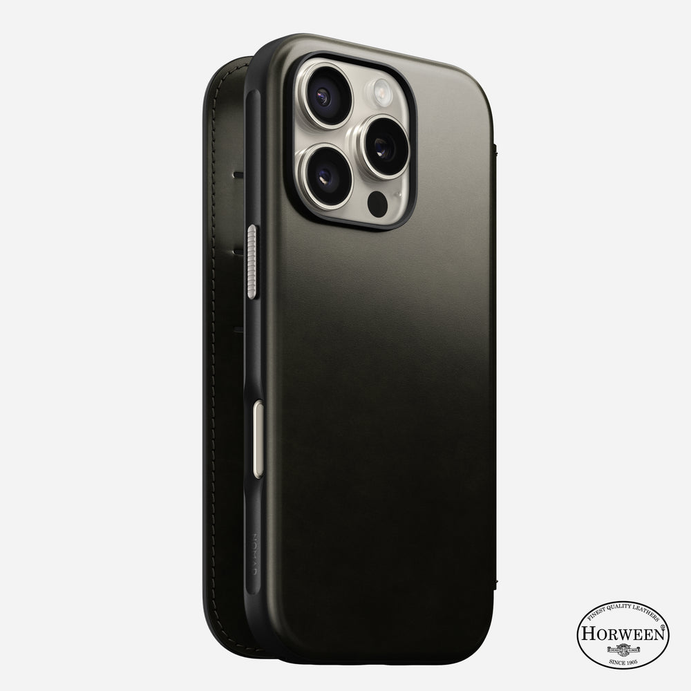 Modern Leather Folio - iPhone 16 Pro | Green Chrome | Horween | NOMAD®