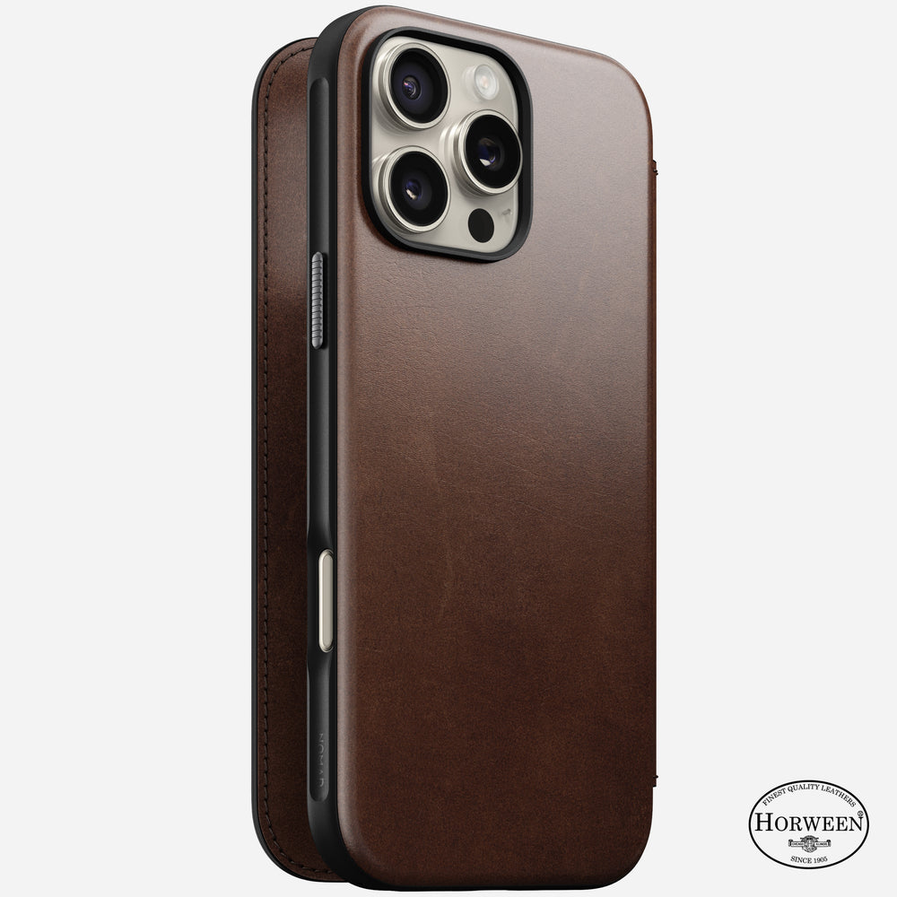 Modern Leather Folio - iPhone 16 Pro Max | Rustic Brown | Horween | NOMAD®