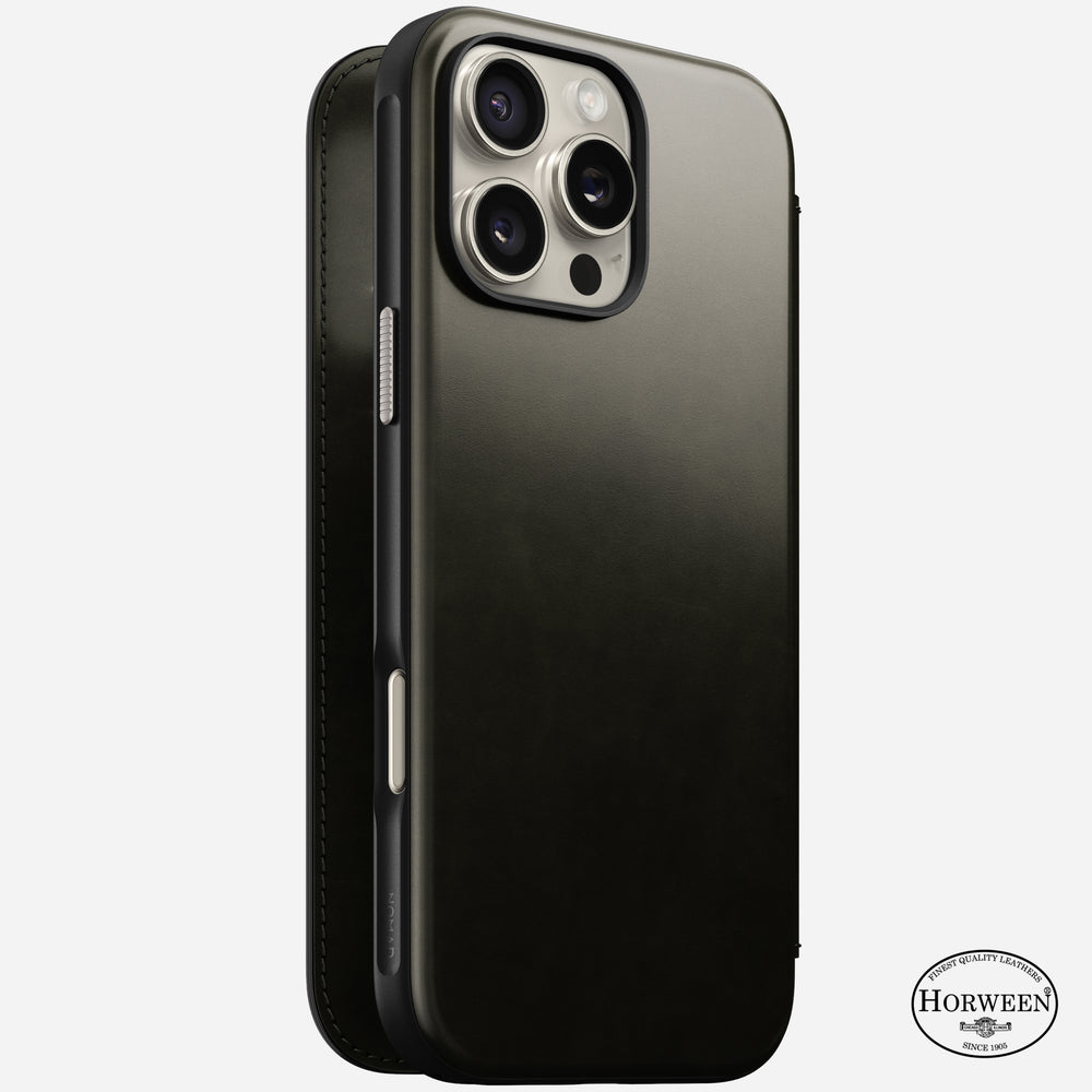 Modern Leather Folio - iPhone 16 Pro Max | Green Chrome | Horween | NOMAD®