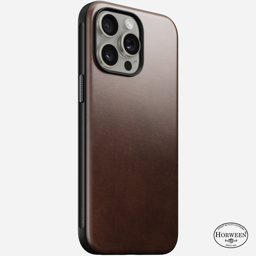 Modern Leather Case - iPhone 15 Pro Max | Rustic Brown | Horween | NOMAD®