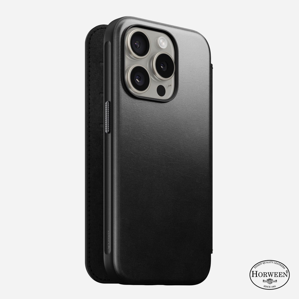 Modern Leather Folio - iPhone 15 Pro | Black | Horween | NOMAD®