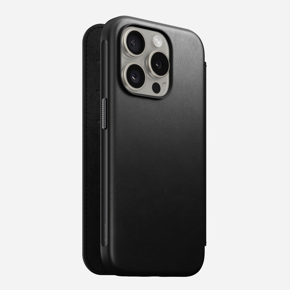 Modern Leather Folio - iPhone 15 Pro | Black | Nomad Leather | NOMAD®