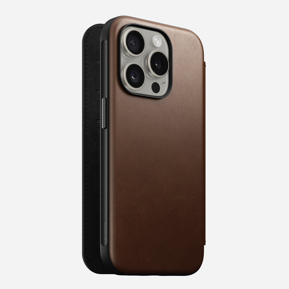 Modern Leather Folio - iPhone 15 Pro | Brown | Nomad Leather | NOMAD®