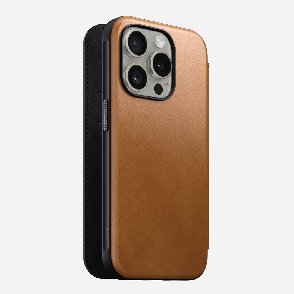 Modern Leather Folio - iPhone 15 Pro | English Tan-C | Nomad Leather | NOMAD®