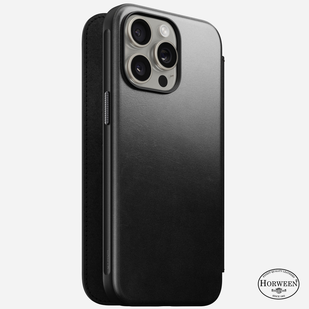 Modern Leather Folio - iPhone 15 Pro Max | Black | Horween | NOMAD®