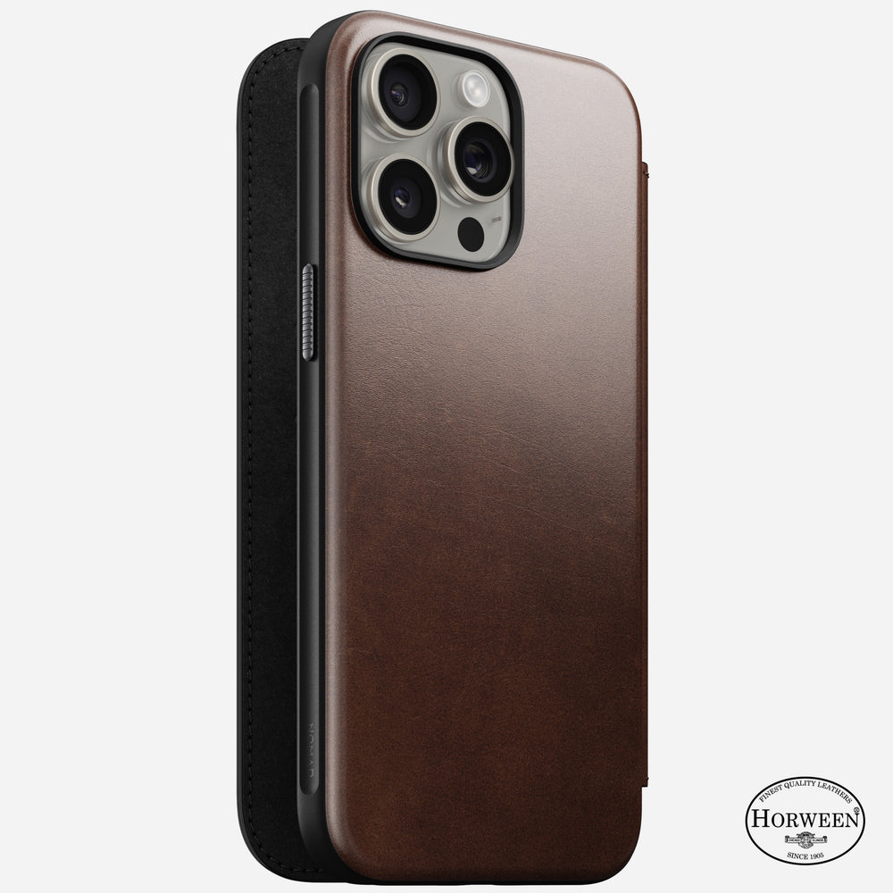 Modern Leather Folio - iPhone 15 Pro Max | Rustic Brown | Horween | NOMAD®