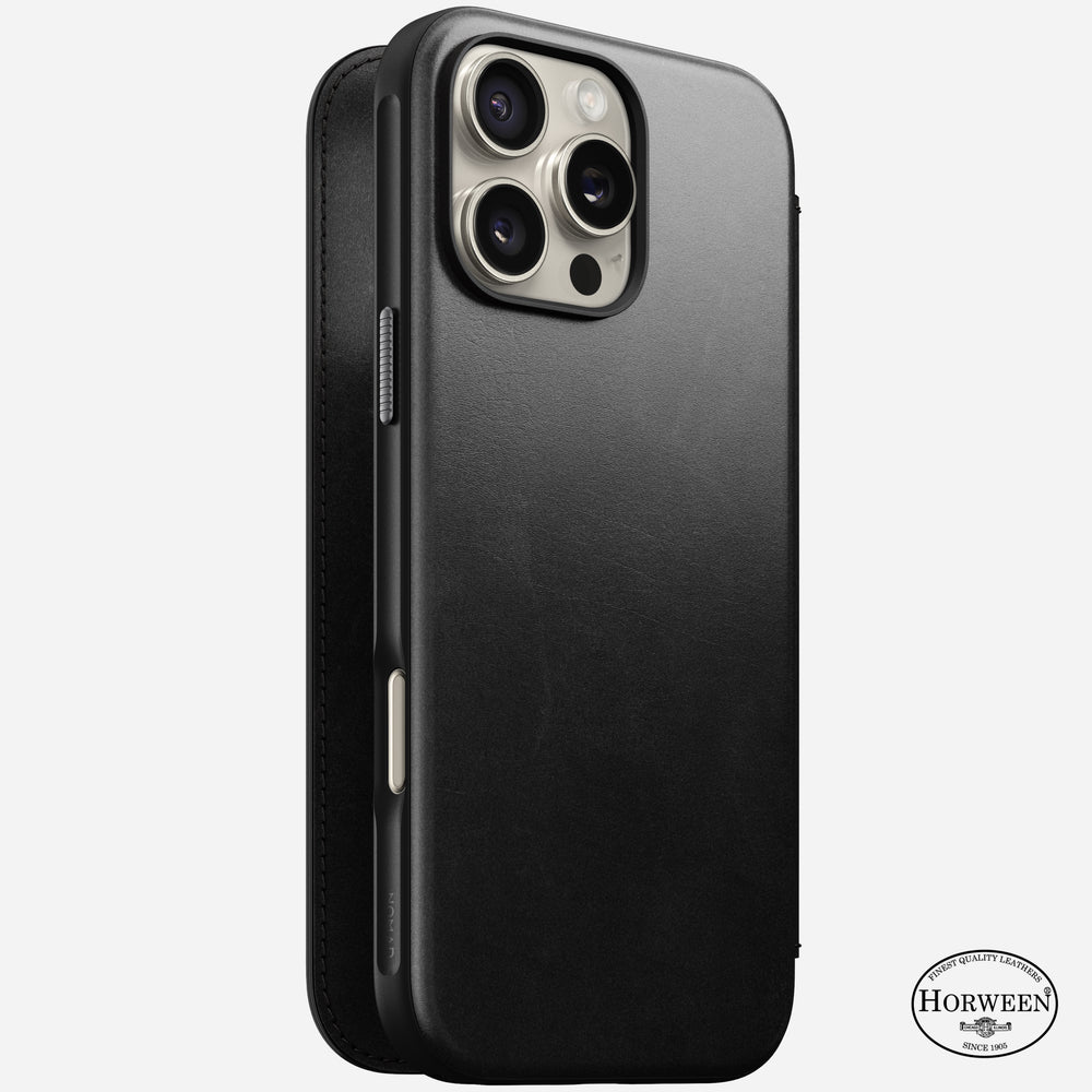 Modern Leather Folio - iPhone 16 Pro Max | Black | Horween | NOMAD®