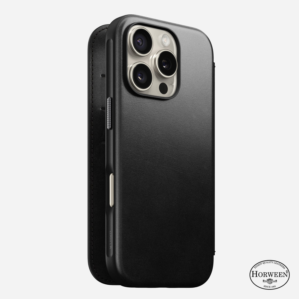 Modern Leather Folio - iPhone 16 Pro | Black | Horween | NOMAD®