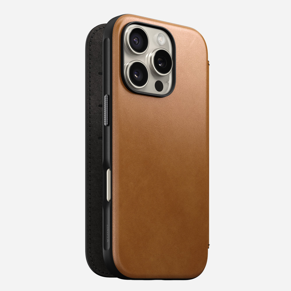 Modern Leather Folio - iPhone 16 Pro | English Tan-C | Nomad Leather | NOMAD®