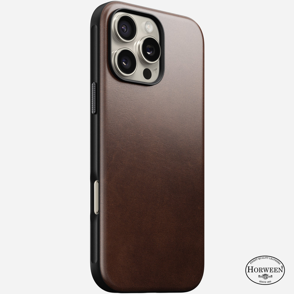 Modern Leather Case - iPhone 16 Pro Max | Rustic Brown | Horween | NOMAD®