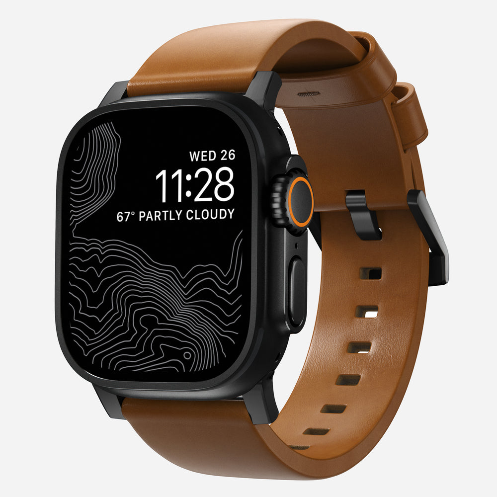Modern Band - 46mm/49mm Apple Watch - Black Hardware | English Tan Leather | NOMAD®