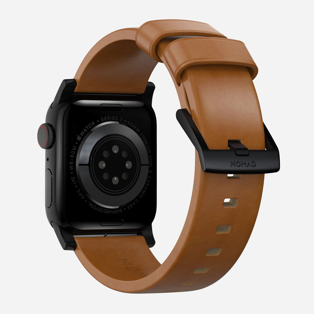 Modern Band - 46mm/49mm Apple Watch - Black Hardware | English Tan Leather | NOMAD® - Image 3