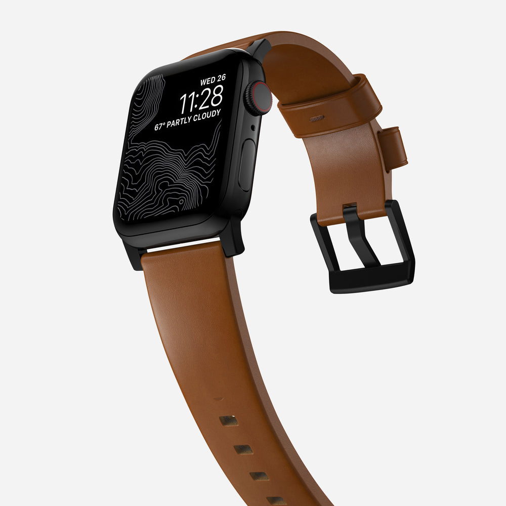 Modern Band - 46mm/49mm Apple Watch - Black Hardware | English Tan Leather | NOMAD® - Image 9