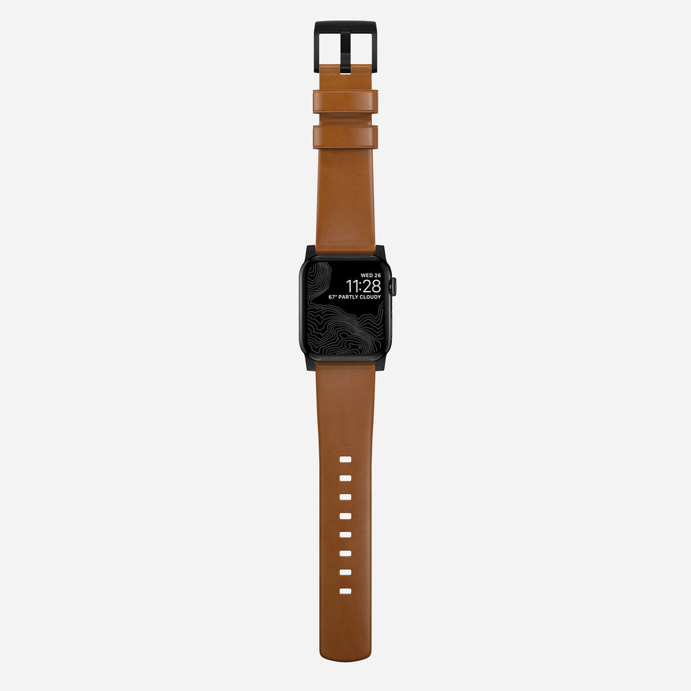 Modern Band - 46mm/49mm Apple Watch - Black Hardware | English Tan Leather | NOMAD® - Image 7