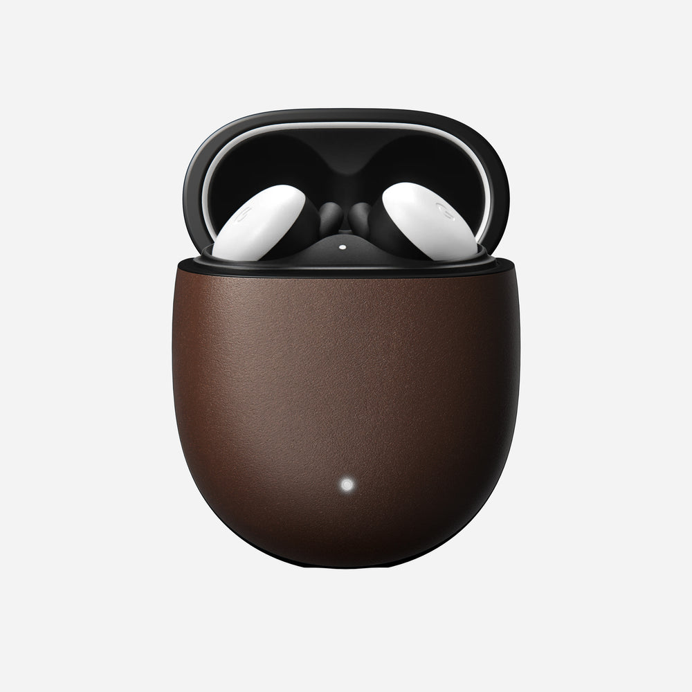 Modern Leather Case - Pixel Buds | Rustic Brown | Horween