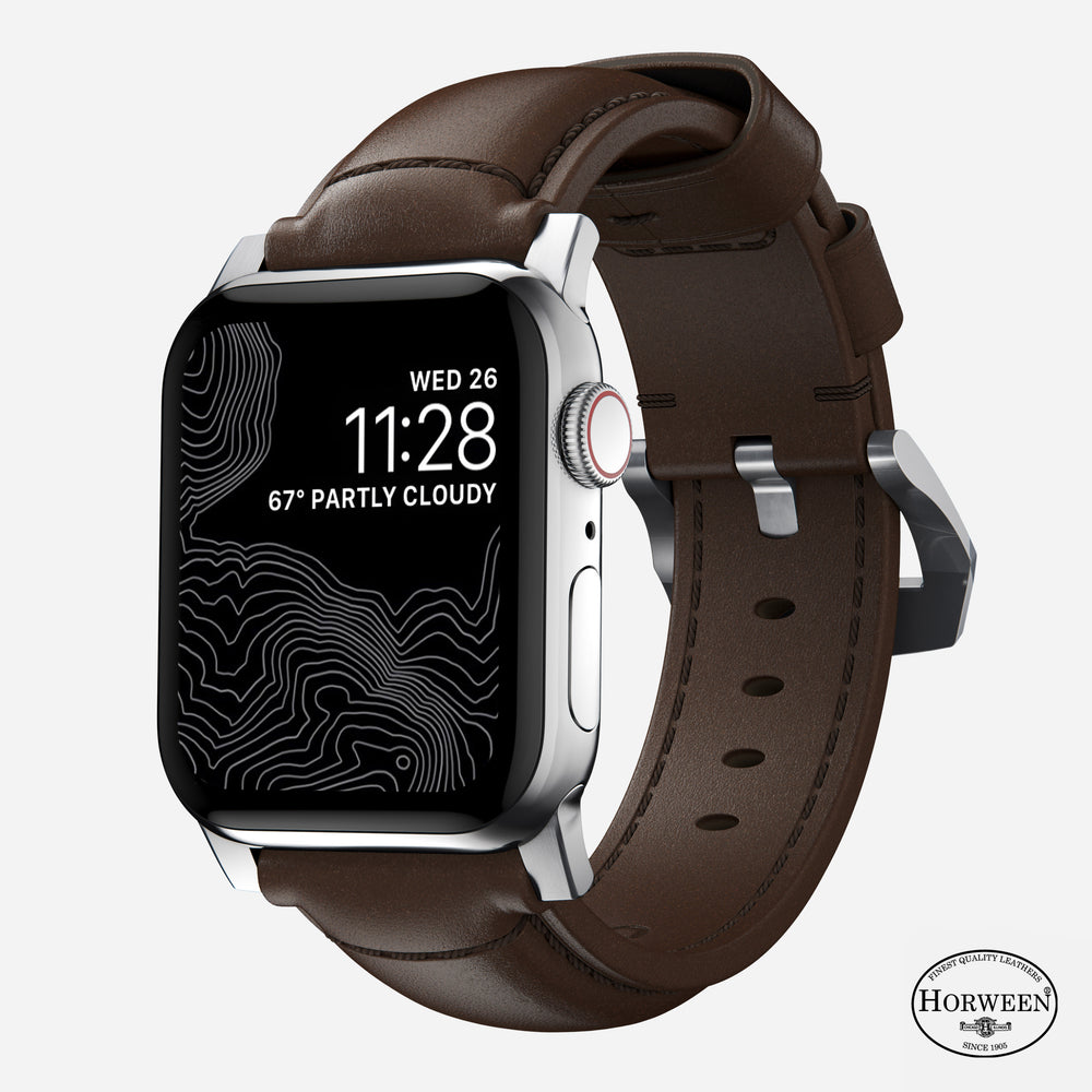 Traditional Band - 46mm/49mm | Silver Hardware | Rustic Brown | Horween | NOMAD® - Image 3