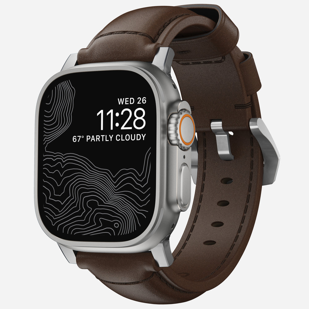 Traditional Band - 46mm/49mm | Silver Hardware | Rustic Brown | Horween | NOMAD®