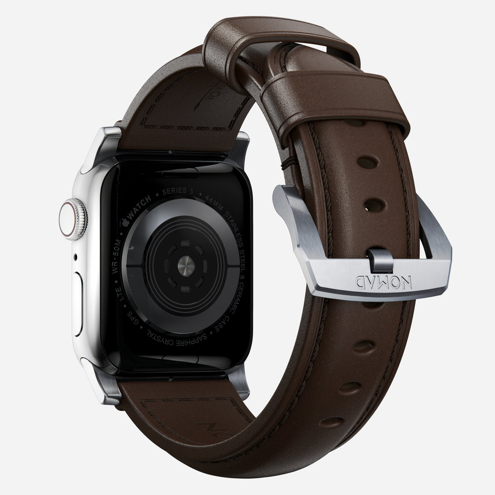 Traditional Band - 46mm/49mm | Silver Hardware | Rustic Brown | Horween | NOMAD® - Image 4