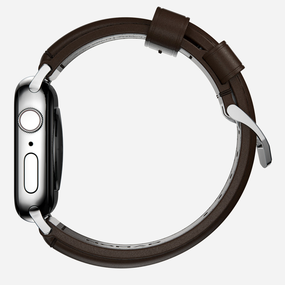 Traditional Band - 46mm/49mm | Silver Hardware | Rustic Brown | Horween | NOMAD® - Image 6