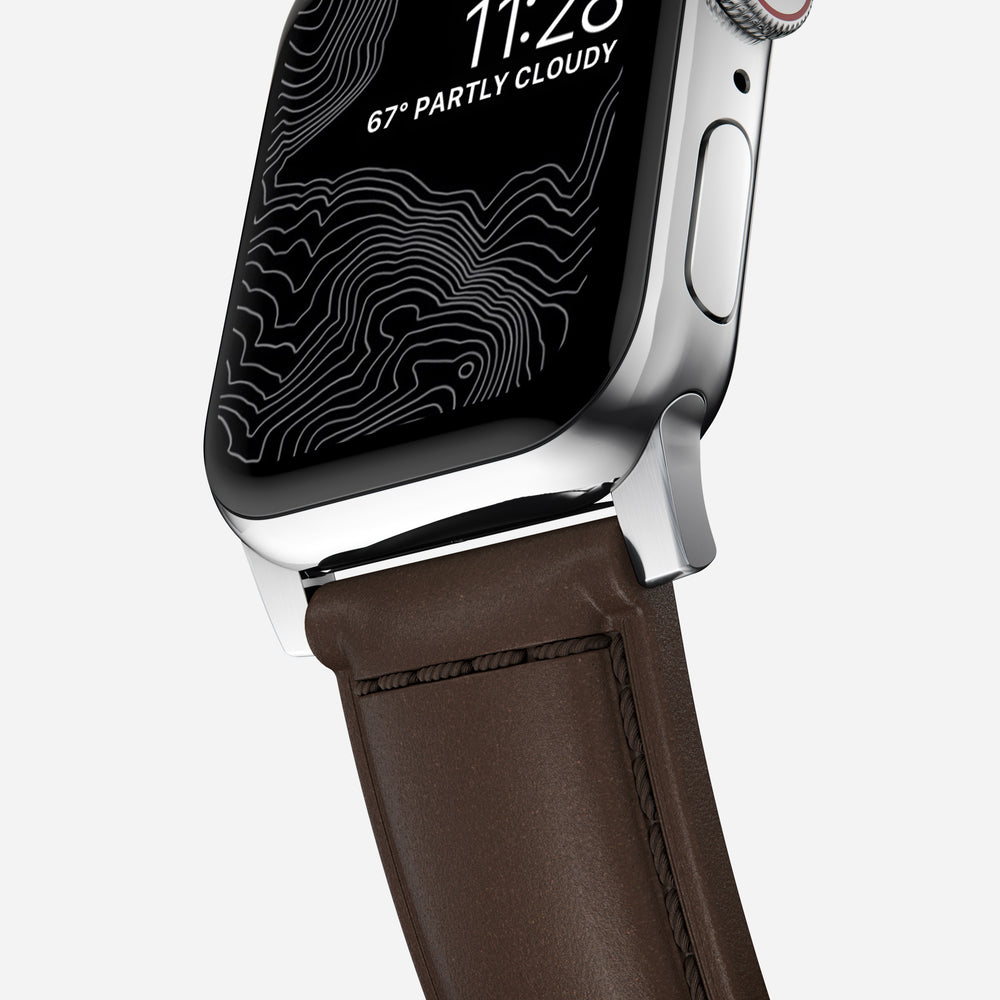 Traditional Band - 46mm/49mm | Silver Hardware | Rustic Brown | Horween | NOMAD® - Image 7