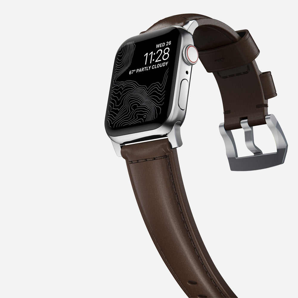 Traditional Band - 46mm/49mm | Silver Hardware | Rustic Brown | Horween | NOMAD® - Image 10