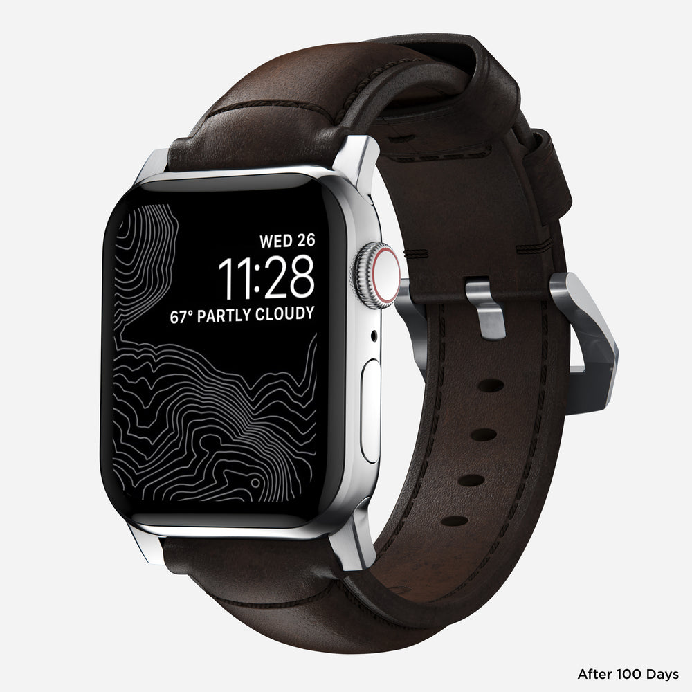 Traditional Band - 46mm/49mm | Silver Hardware | Rustic Brown | Horween | NOMAD® - Image 2