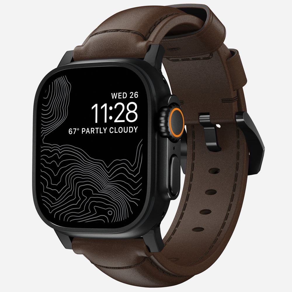 Traditional Band - 46mm/49mm | Black Hardware | Rustic Brown | Horween | NOMAD®