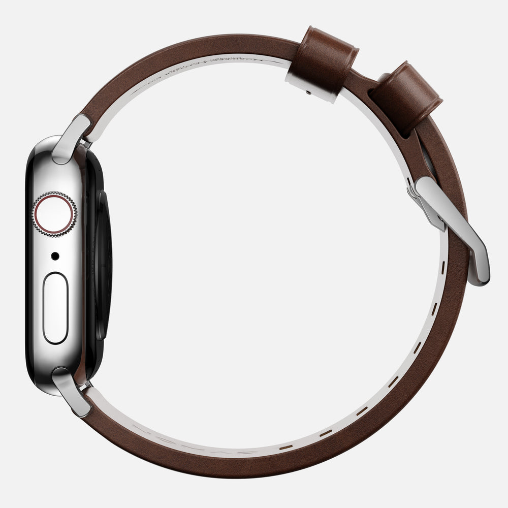 Modern Band - 46mm/49mm Apple Watch - Silver Hardware | Rustic Brown | Horween® | NOMAD® - Image 5