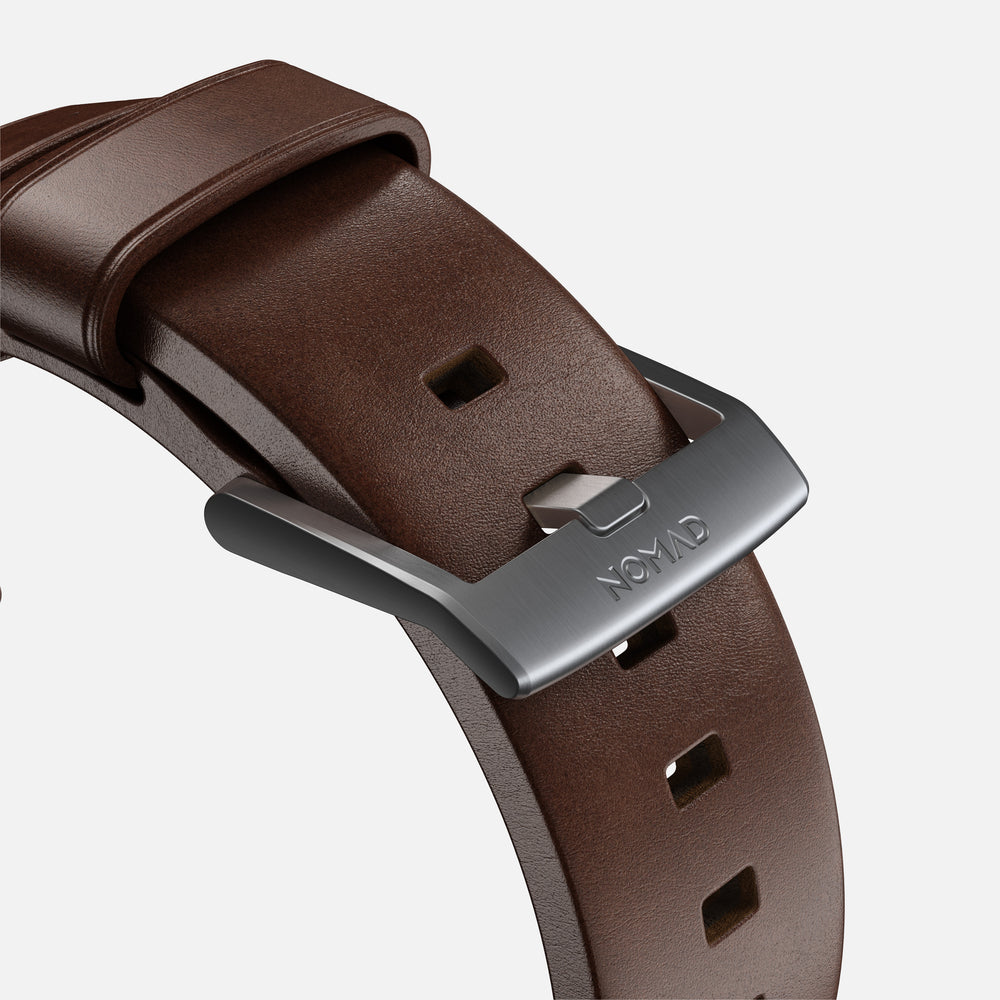 Modern Band - 46mm/49mm Apple Watch - Silver Hardware | Rustic Brown | Horween® | NOMAD® - Image 7